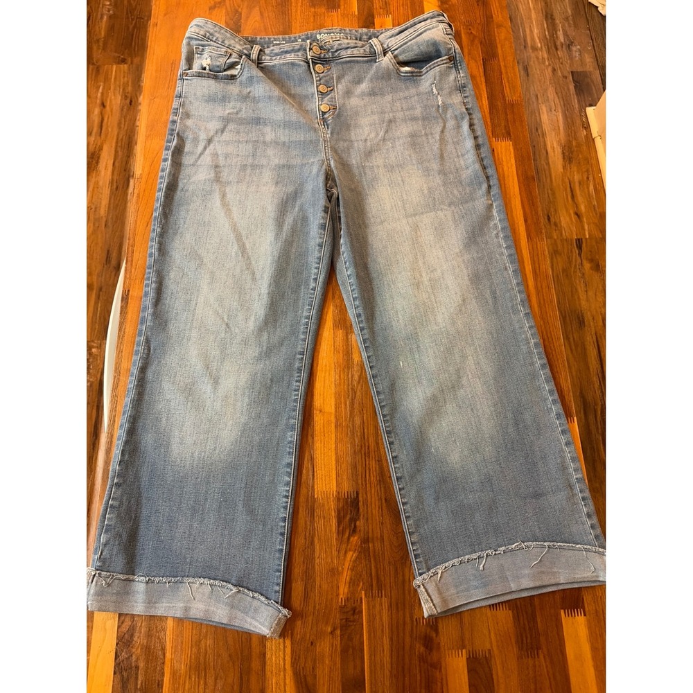 Sonoma Goods For Life Wide Leg Jeans Light Wash Button Fly Distressed Size 18